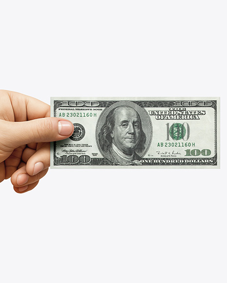 One Banknote in a Hand Mockup
