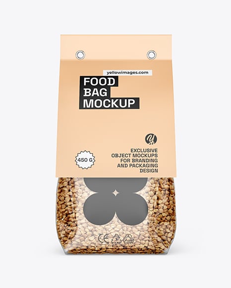 Transparent Package with Buckwheat Mockup - Cereal box mockup