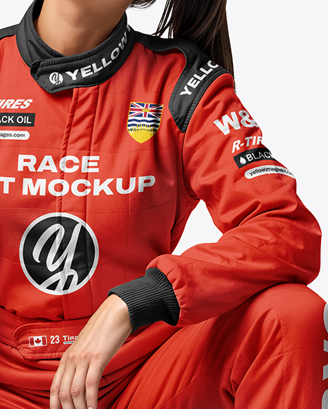 Woman Wearing Full Racing Kit Mockup