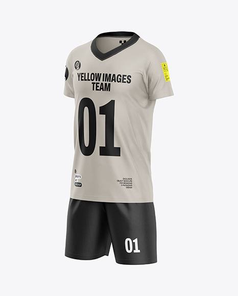 Kids V-Neck Sports Kit Mockup - Half Side View