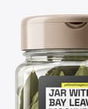 Square Plastic Jar with Bay Leaves Mockup