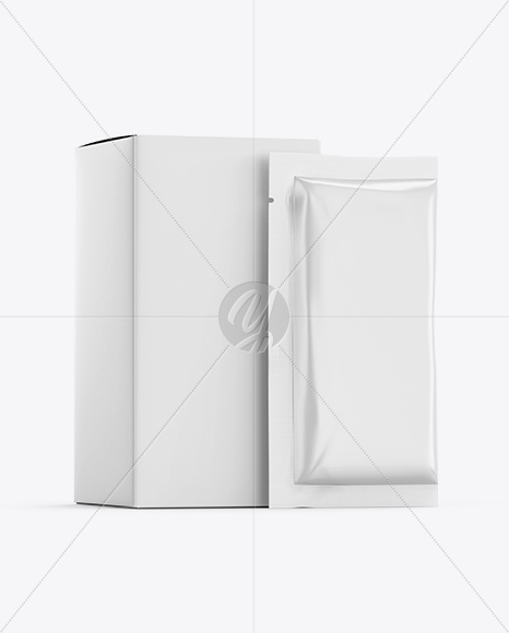 Sachet with Box Mockup