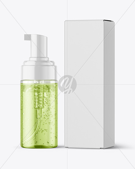 Clear Foam Pump Bottle with Box Mockup