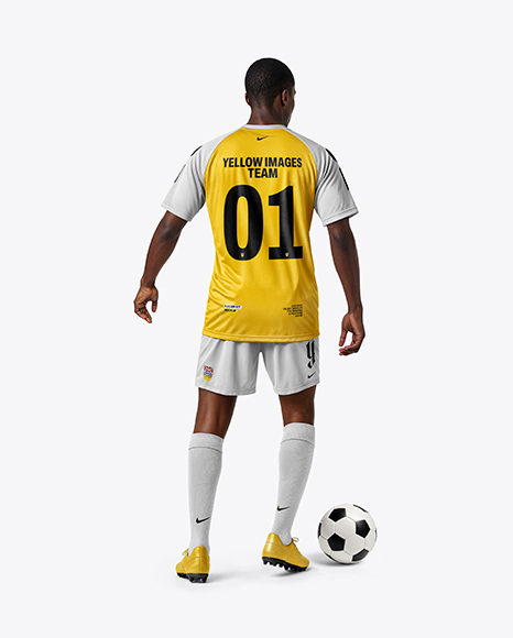Afro-American Man Wearing Raglan Soccer Jersey and Shorts Mockup - Mens+Short+Sleeve+Soccer+Jersey+Mockup+Back+View+(PSD+...