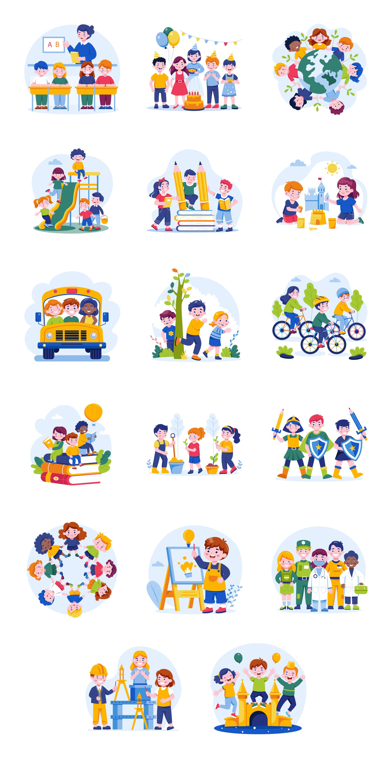 Childrens Day Illustration Set