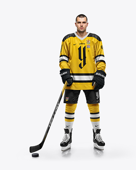 Man Wearing Full Ice Hockey Kit Mockup