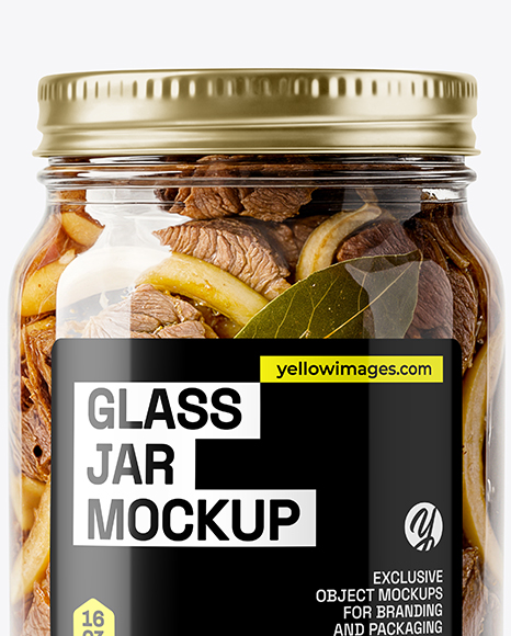 Glass Jar with Canned Stewed Meat Mockup