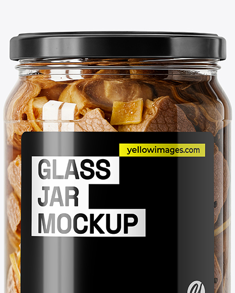 Glass Jar with Canned Stewed Meat Mockup