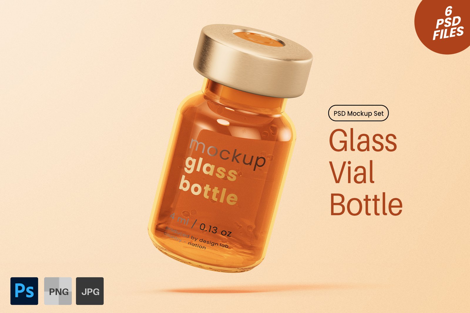 Vaccine Glass Vial Bottle PSD Mockup Set