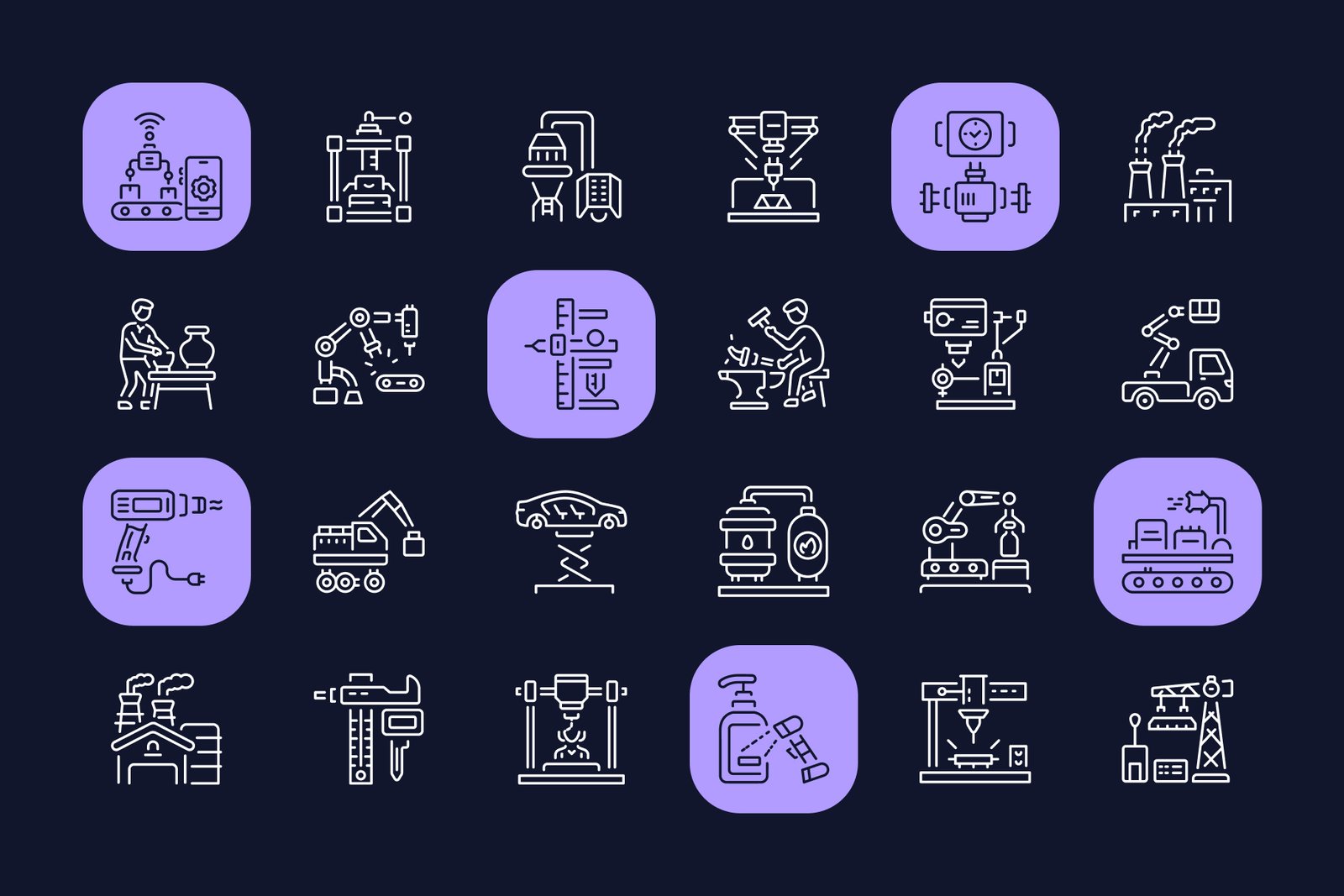 Manufacturing Icon Art Set
