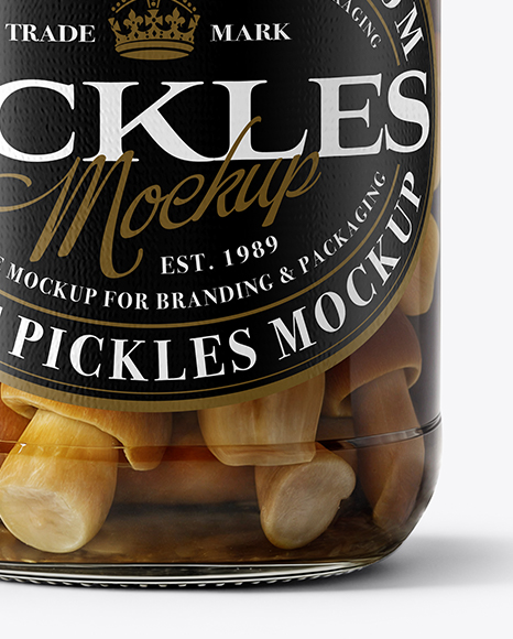 Glass Jar with Pickled Porcini Mushrooms Mockup