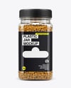 Clear Plastic Jar with Fenugreek Seeds Mockup