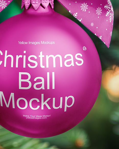 Metallic Christmas Ball with Bow Mockup