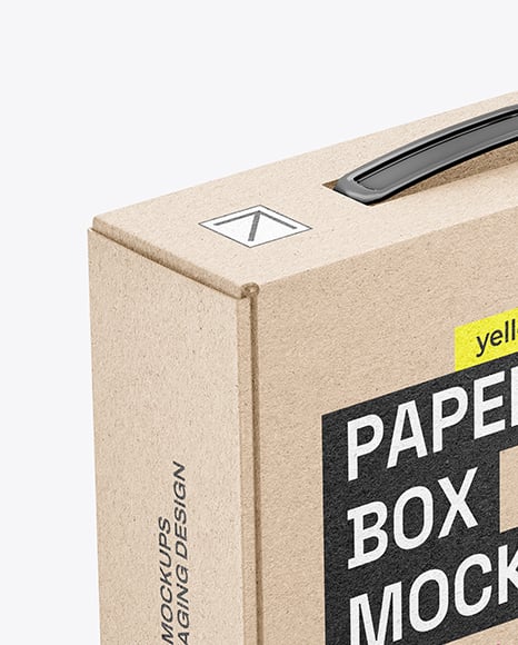 Kraft Paper Box with Plastic Handle Mockup
