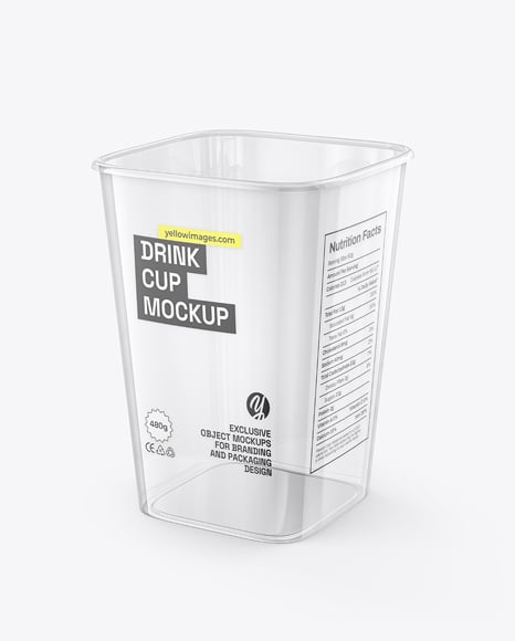 Clear Plastic Cup with Paper Holder Mockup