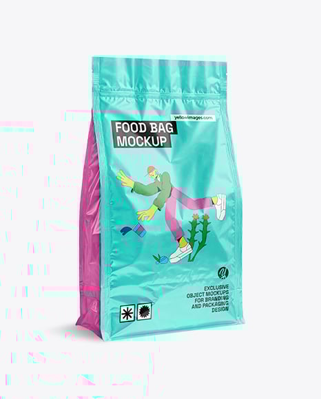 Glossy Food Bag Mockup - Paper bag mockup