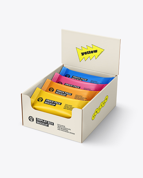 Display Box with Snacks Mockup - Packaging mockups