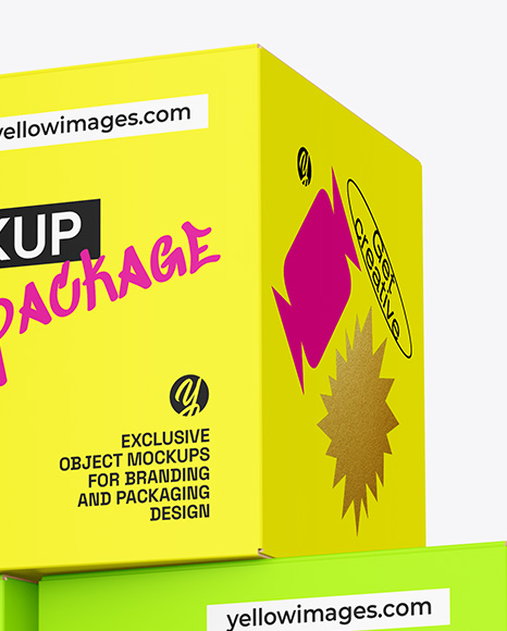 Three Paper Boxes Mockup
