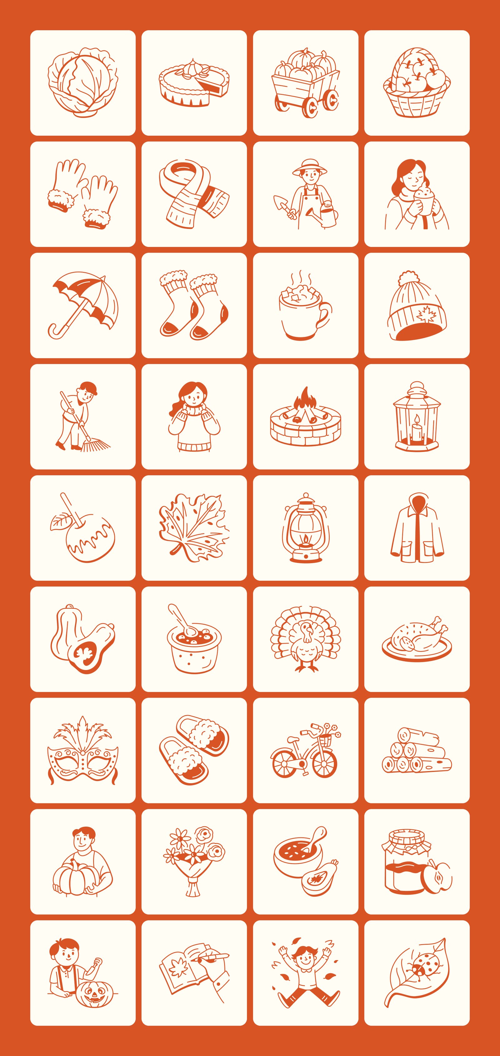 Fall and Autumn Doodle Set