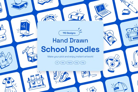 School Doodles Icon Set