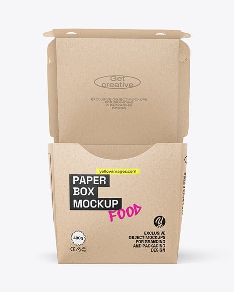 Opened Kraft Paper Food Box Mockup