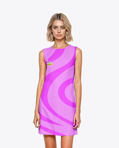Woman Wearing Shift Dress Mockup - Women+S+Tennis+Dress+Mockup+Front+View+In+Apparel+Mockups+On+Yellow+Images+Object+Mockups
