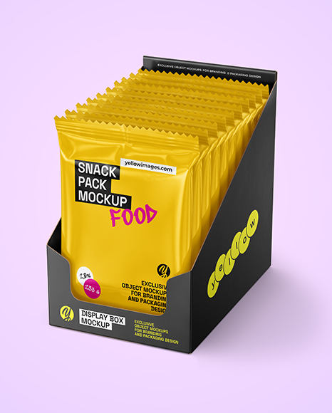 Small Display Box with Glossy Snacks Mockup