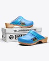 Pair of Clogs with Shoe Box Mockup