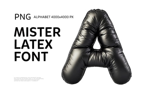 Mister Latex Font: Geometric 3D Black Plastic Alphabet PNG - Fonts