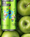 16oz Drink Can on a Stack of Green Apples Mockup