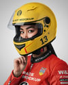 Woman Wearing Leather Jacket and Racing Helmet Mockup