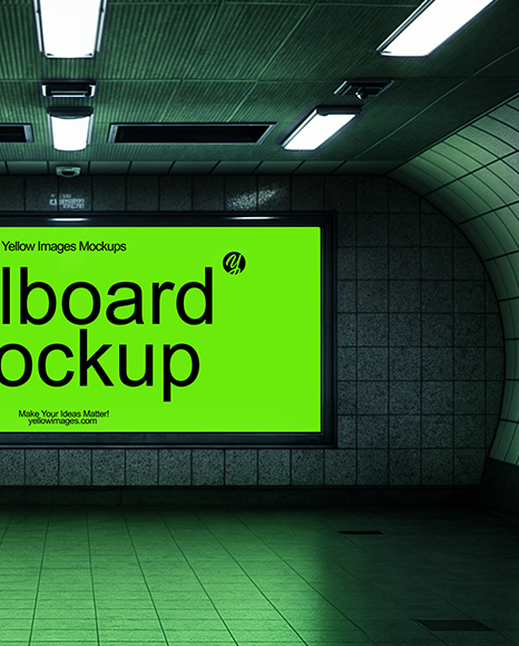 Billboard in Underground Passage Mockup