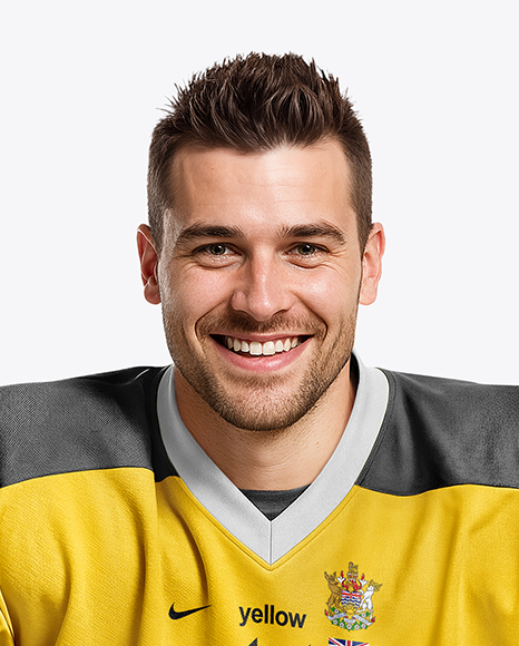 Ice Hockey Player with Stanley Cup Mockup