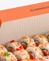 Opened Kraft Paper Box with Sushi Mockup