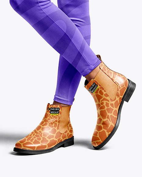 Chelsea Boots on Woman's Legs with Leggins Mockup - Mockups