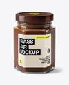 Glass Hexagonal Jar with Chocolate Fudge Sauce Mockup