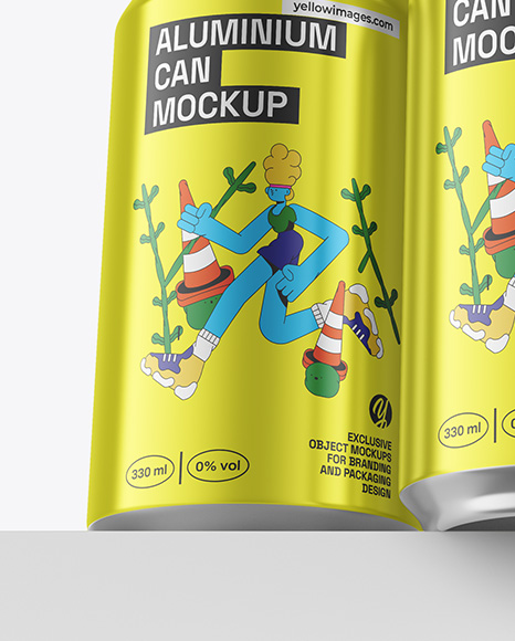Three Glossy Metallic Cans Mockup