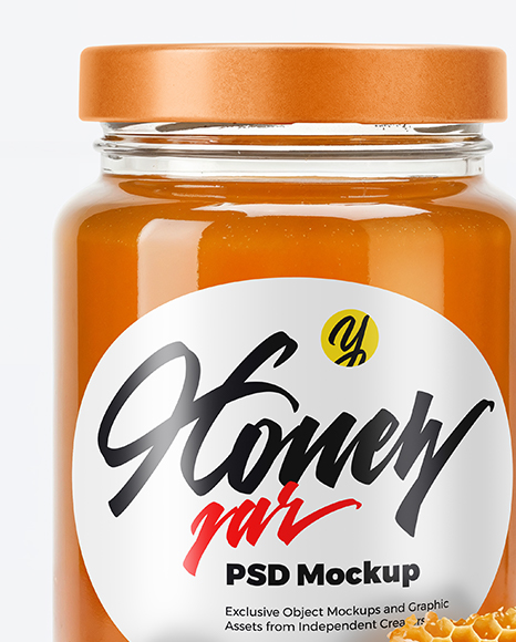 Glass Jar with Acacia Honey Mockup