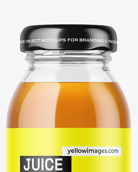 Clear Glass Bottle With Apple Juice Mockup