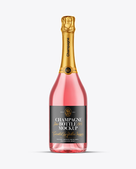 Clear Glass Pink Champagne Bottle Mockup - Mockup shots