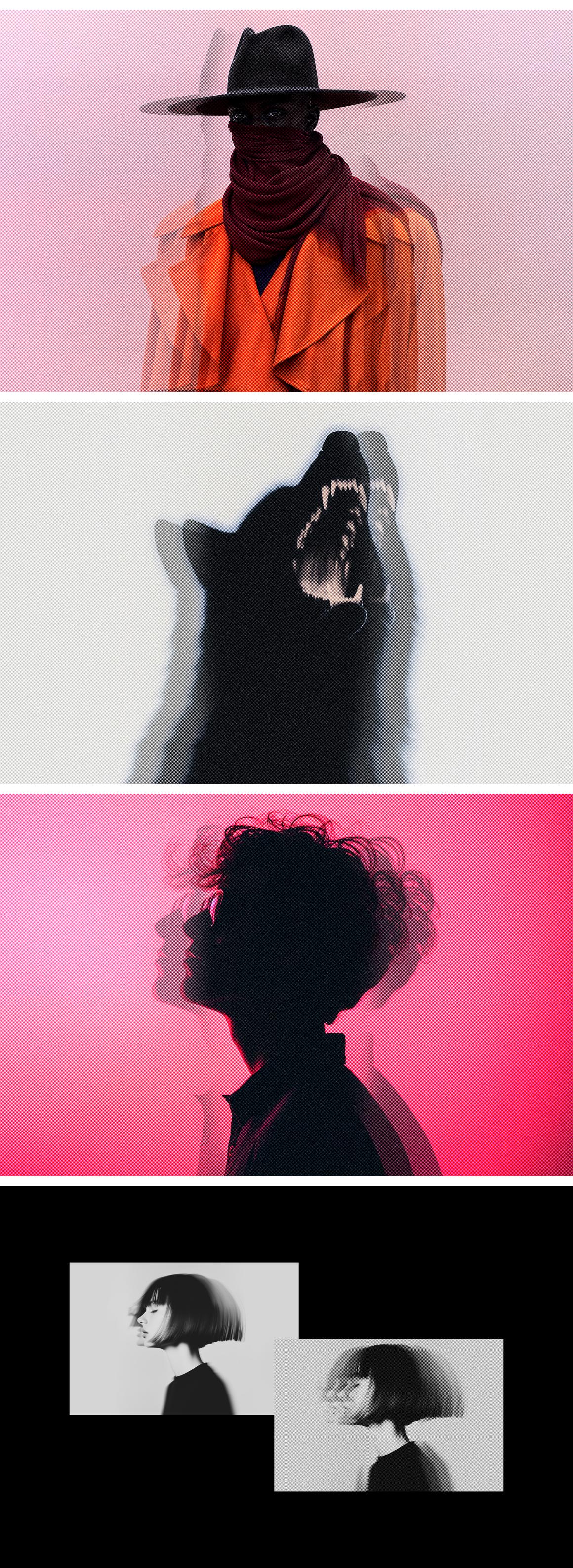 Triple Halftone Screenprint Photo Effect