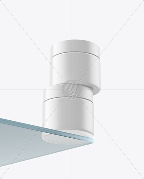 Two Matte Cosmetic Jars on the Glass Mockup