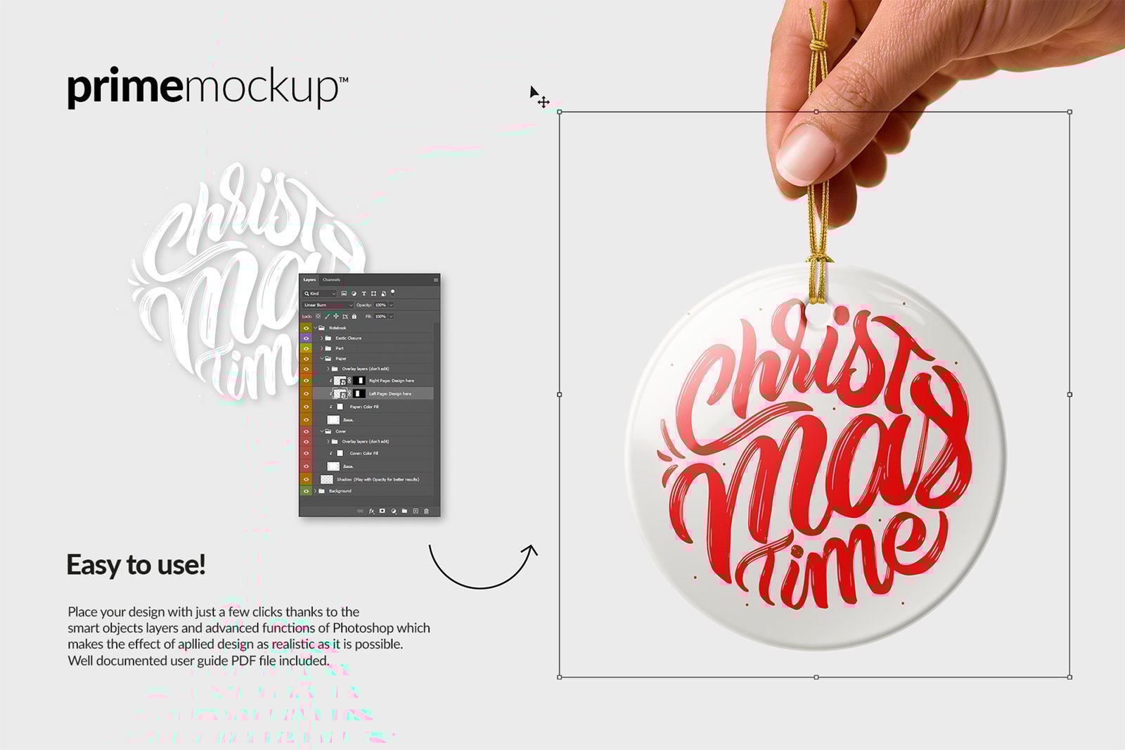 Hand Holding Christmas Ceramic Ornaments Mockup Scene