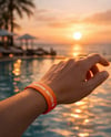 Silicone Wristband on Man's Hand Mockup