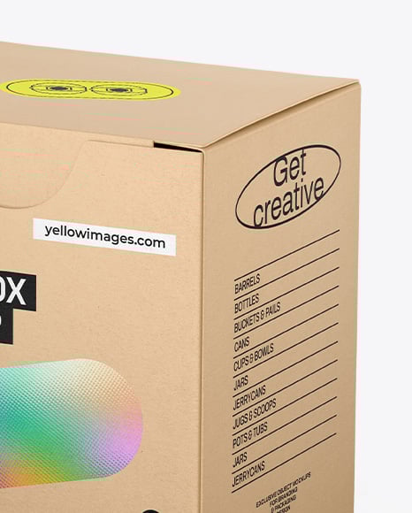 Kraft Paper Box Mockup – Half Side View (High-Angle Shot)
