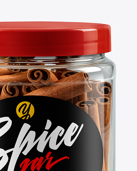 Plastic Jar with Cinnamon Sticks Mockup