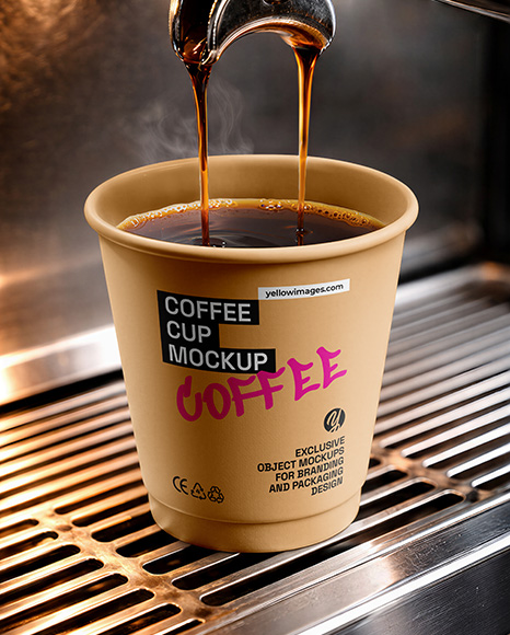 Paper Coffee Cup in Coffee Machine Mockup