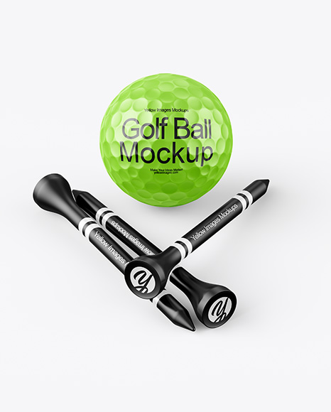 Golf Ball with Tees Mockup