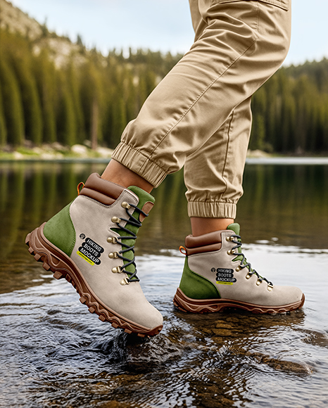 Hiking Boots on Woman's Legs Mockup - Shoe mockups
