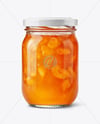 Clear Glass Jar with Peach Preserves Mockup
